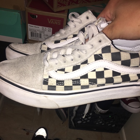 Suede checkered vans Clearance